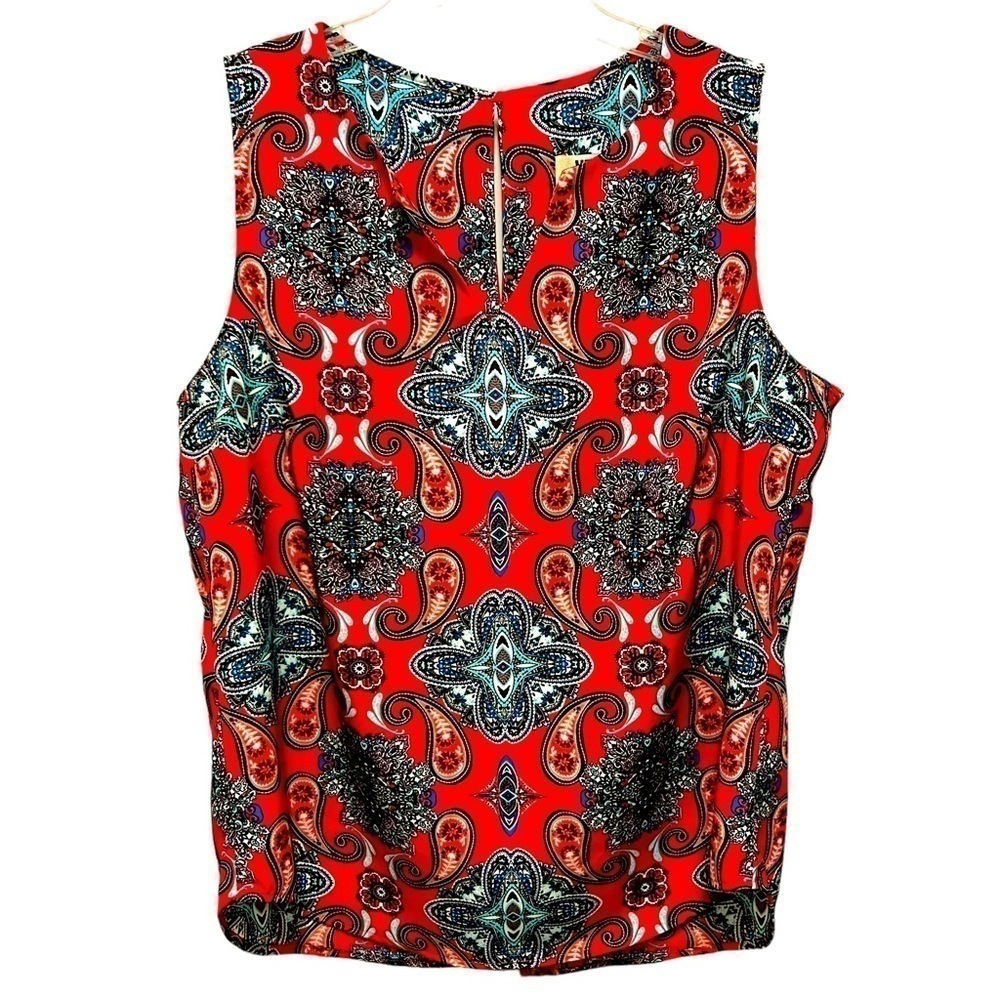 VERSE WOMEN’S Paisley Print Split Neck Sleeveless Blouse, Size Large - Picture 10 of 13